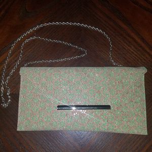 🌻Cork Envelope Clutch with Neon Green Cut Outs